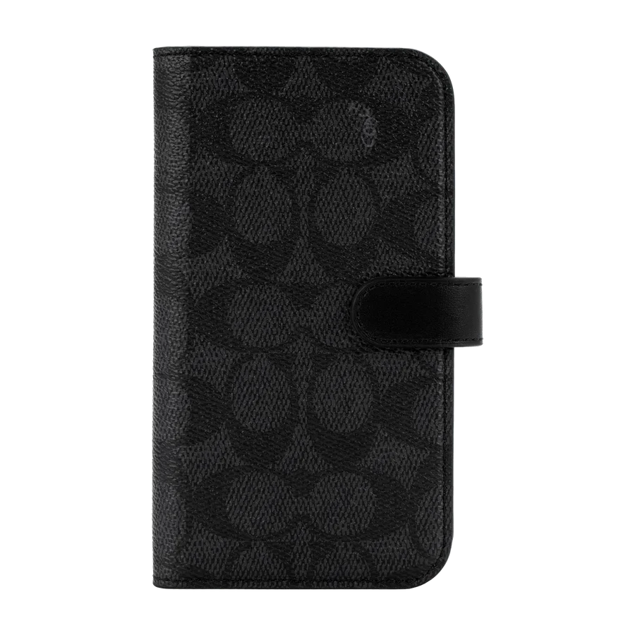 Coach iPhone 14 Pro Folio Case, Signature C Black