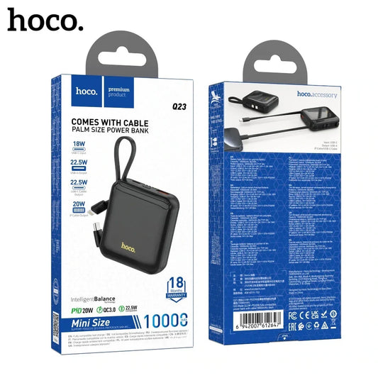 hoco Q23 PD 20W QC3.0 10000mAh Palm Size PowerBank, Black