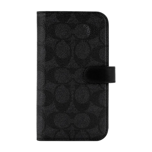 Coach iPhone 14 Pro Folio Case, Signature C Black